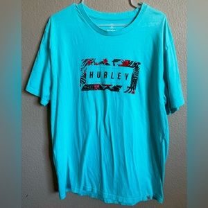 Hurley Large mint green tropical design shirt